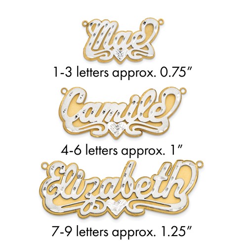 14K 3D Two-tone Satin Diamond-cut Name Plate