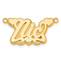 14K Yellow Gold 3D Polished Hearts Name Plate view 2