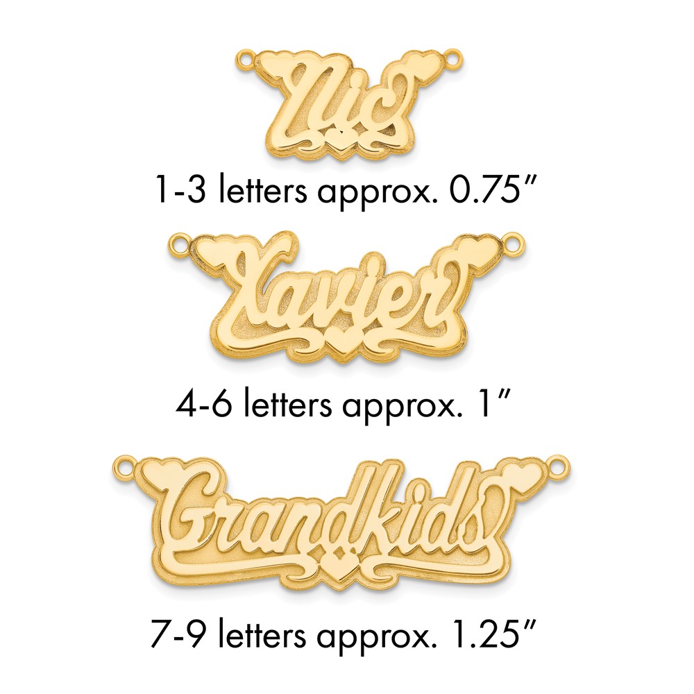 14K Yellow Gold 3D Polished Hearts Name Plate