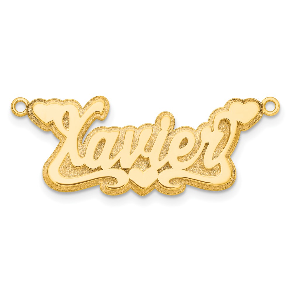 Sterling Silver/Gold-plated 3D Polished Hearts Name Plate
