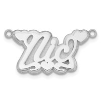 Sterling Silver Rhodium-plated 3D Polished Hearts Name Plate view 2