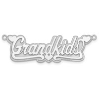 Sterling Silver Rhodium-plated 3D Polished Hearts Name Plate view 5