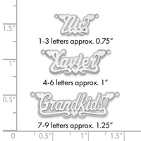 Sterling Silver Rhodium-plated 3D Polished Hearts Name Plate view 3
