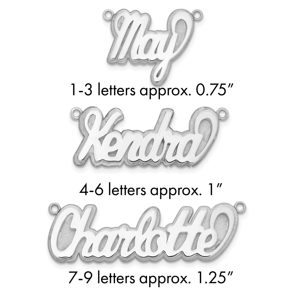Sterling Silver Rhodium-plated 3D Polished Name Plate