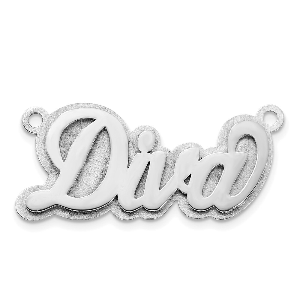 Sterling Silver/Rhodium-plated 3D Polished Name Plate