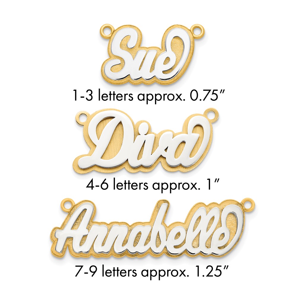 14K 3D Two-tone Polished Name Plate