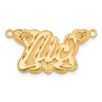 14K Yellow Gold 3D Diamond-cut Hearts Name Plate view 2