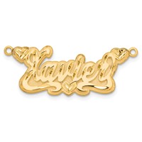 14K Yellow Gold 3D Diamond-cut Hearts Name Plate view 4
