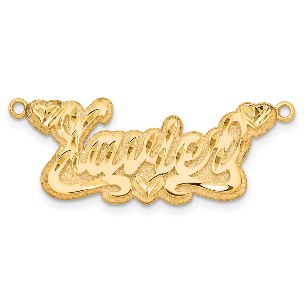Sterling Silver/Gold-plated 3D Diamond-cut Hearts Name Plate