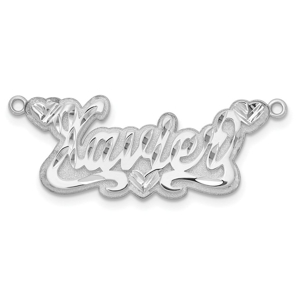 Sterling Silver/Rhodium-plated 3D Diamond-cut Hearts Name Plate