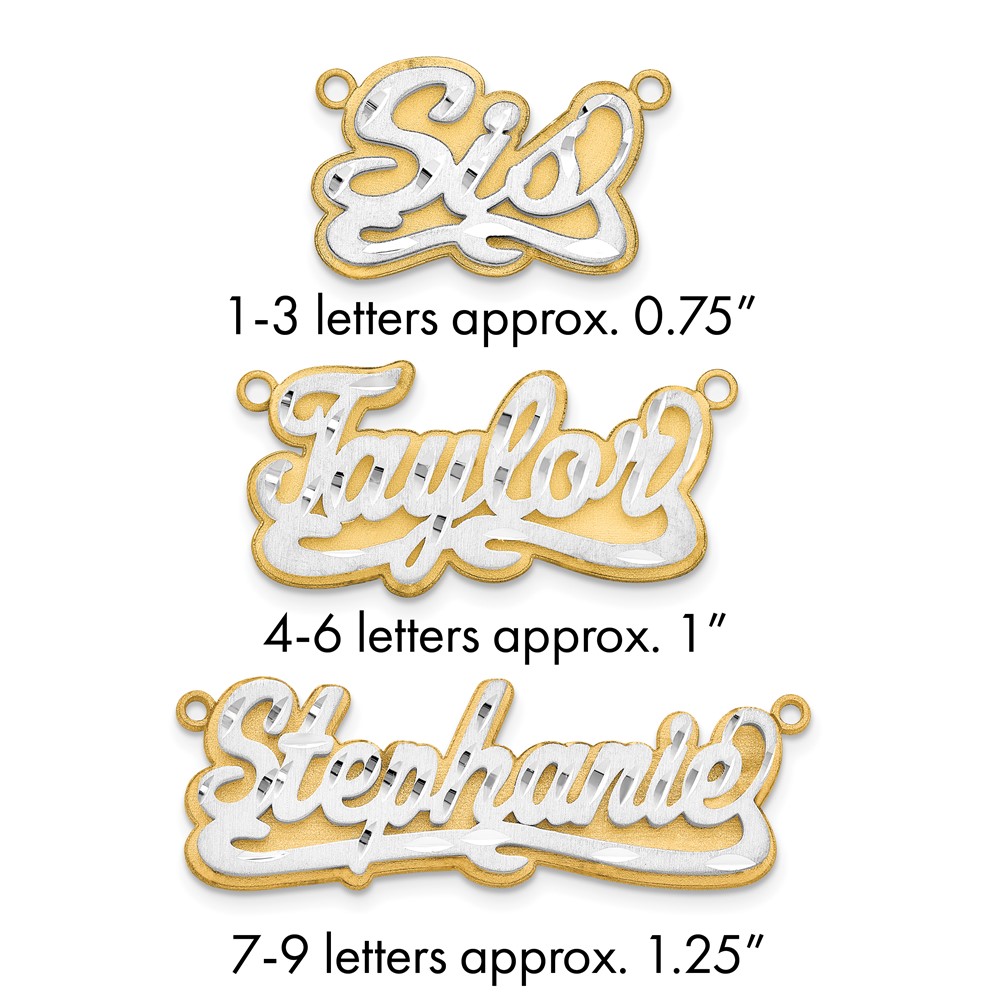 14K 3D Two-tone Satin Diamond-cut Name Plate