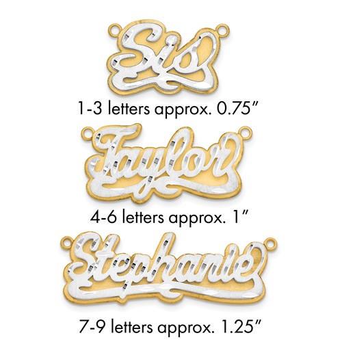 14K 3D Two-tone Satin Diamond-cut Name Plate