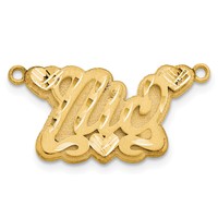 14K Yellow Gold 3D Satin Diamond-cut Hearts Name Plate view 2