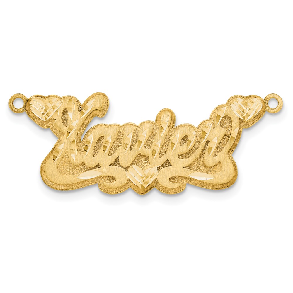 Sterling Silver/Gold-plated 3D Satin Diamond-cut Hearts Name Plate