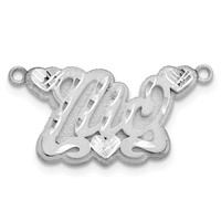 SS Rhodium-plated 3D Satin Diamond-cut Hearts Name Plate view 2