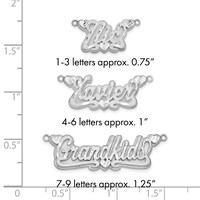 SS Rhodium-plated 3D Satin Diamond-cut Hearts Name Plate view 3