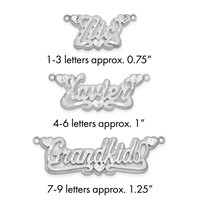SS Rhodium-plated 3D Satin Diamond-cut Hearts Name Plate view 1