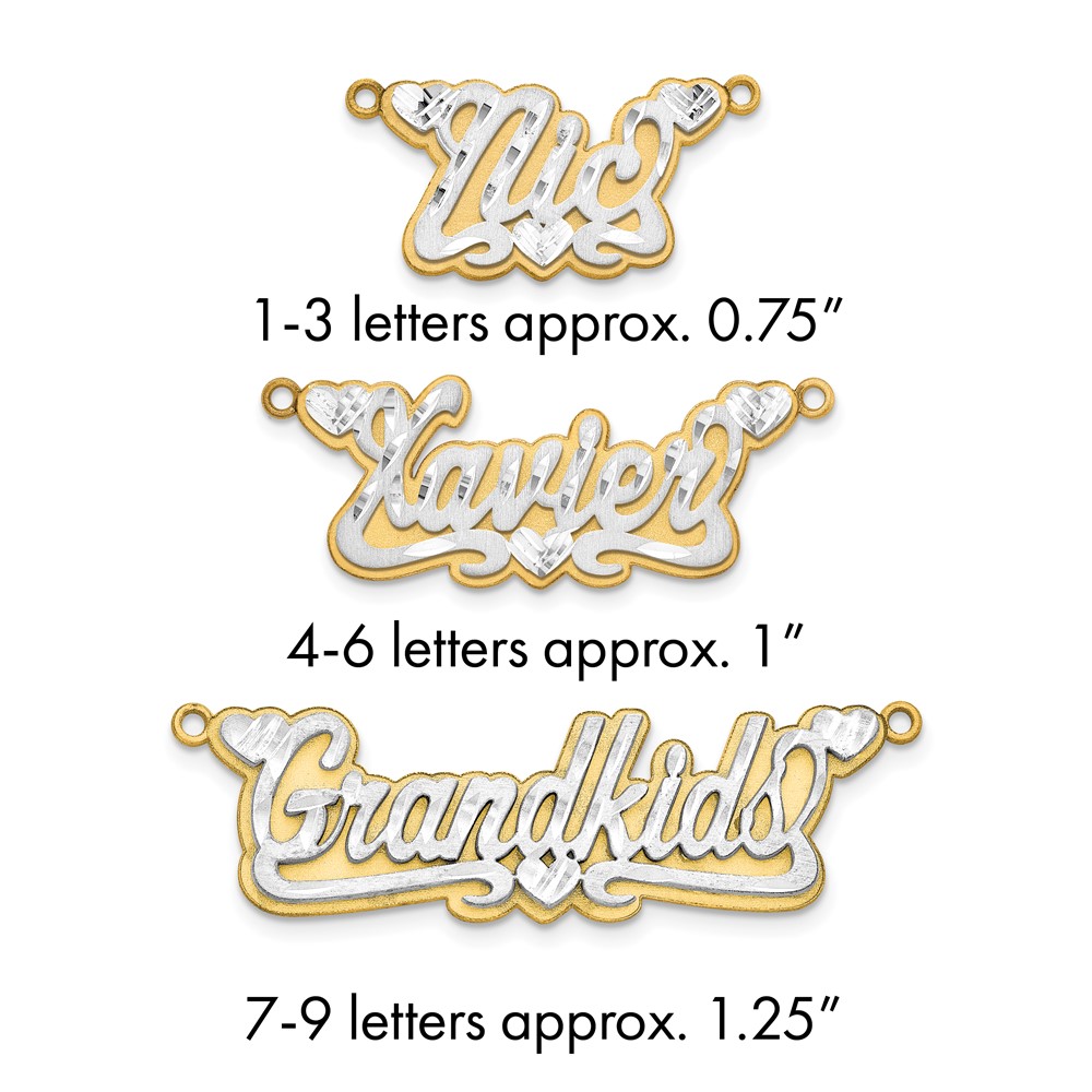 14K 3D Two-tone Satin Diamond-cut Name Plate