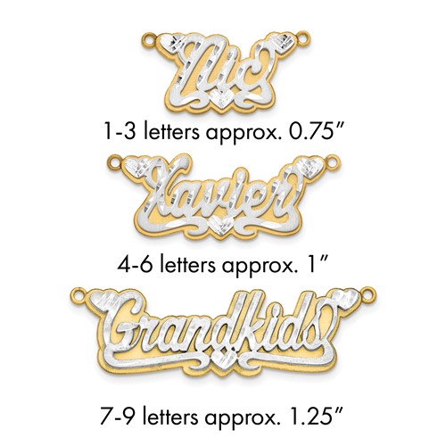 14K 3D Two-tone Satin Diamond-cut Name Plate