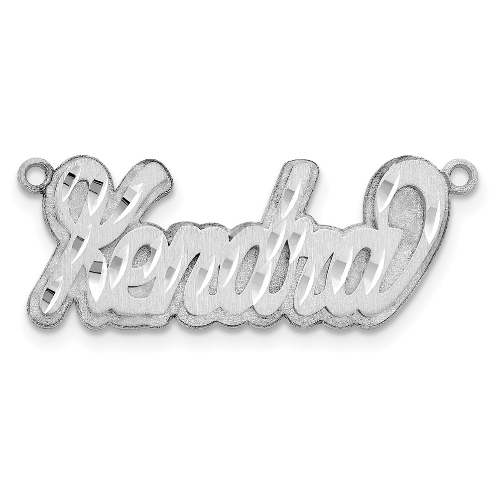 Sterling Silver/Rhodium-plated 3D Satin Diamond-cut Name Plate
