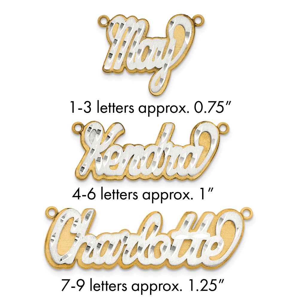 14K 3D Two-tone Satin Diamond-cut Name Plate
