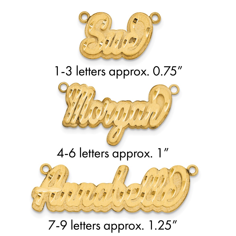 14K Yellow Gold 3D Satin Diamond-cut Name Plate