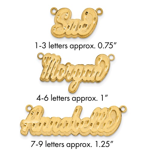 14K Yellow Gold 3D Satin Diamond-cut Name Plate