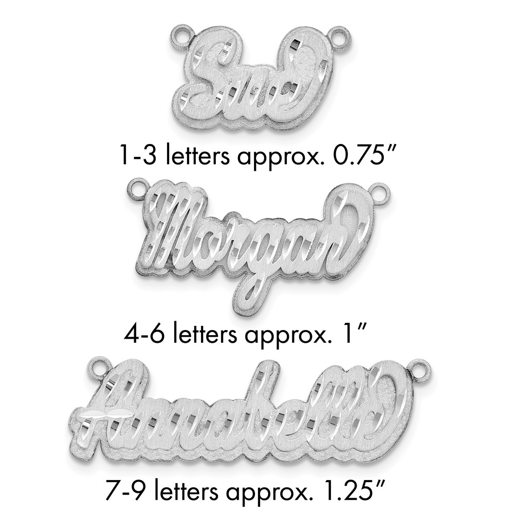 SS Rhodium-plated 3D Satin Diamond-cut Name Plate