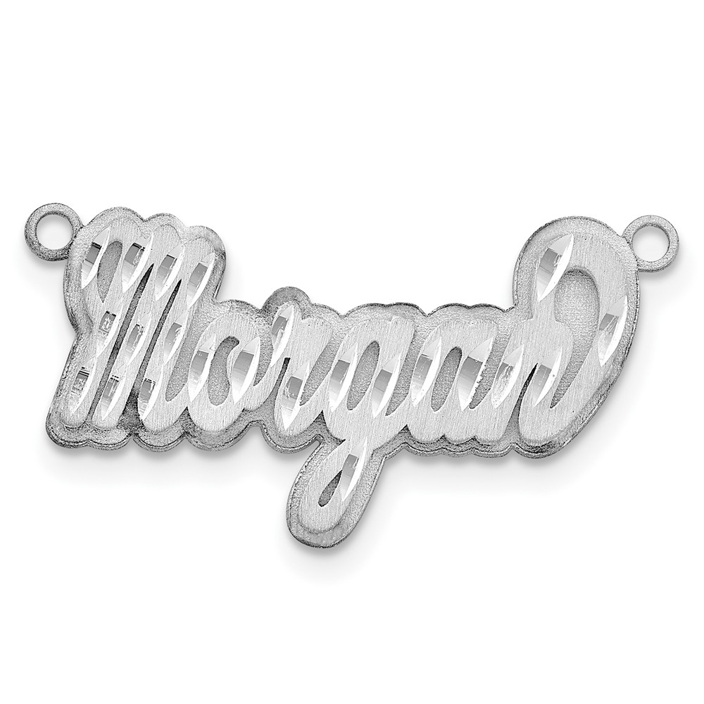 Sterling Silver/Rhodium-plated 3D Satin Diamond-cut Name Plate
