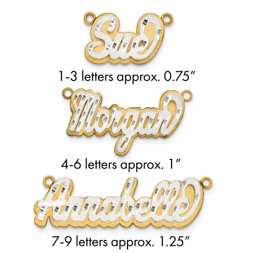 14K 3D Two-tone Satin Diamond-cut Name Plate