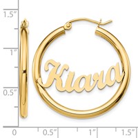 14K Yellow Gold Name Plate Hoop Earrings view 3