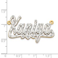 14K Yellow Gold and Rhodium 3D Diamond with Heart Name Plate view 2