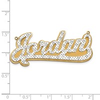 14K Yellow Gold and Rhodium 3D Diamond Name Plate view 2