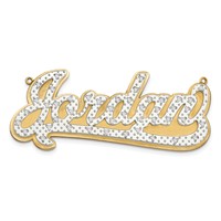 14K Yellow Gold and Rhodium 3D Diamond Name Plate view 1