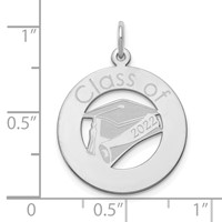 14K White Gold Personalized Graduation Charm view 3