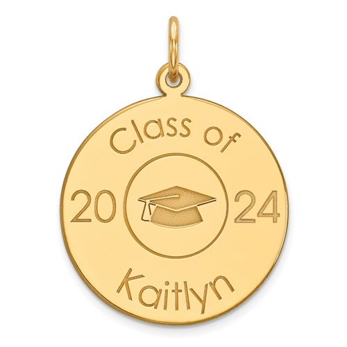 14K Yellow Gold Personalized Graduation Charm