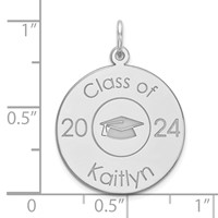 14K White Gold Personalized Graduation Charm view 3