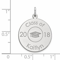14K White Gold Personalized Graduation Charm view 2