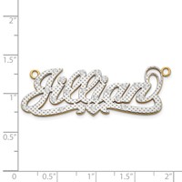 14K Yellow Gold and Rhodium 3D Diamond with Heart Name Plate view 2