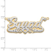 14K Yellow Gold and Rhodium 3D Diamond with Heart Name Plate view 3