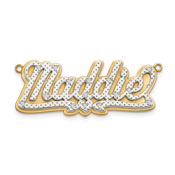 3-Dimensional Diamond Name Plate Pendant