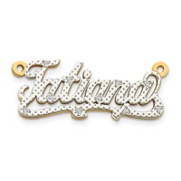 14K Yellow Gold and Rhodium 3D Diamond Name Plate view 1