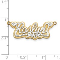 14K Yellow Gold and Rhodium 3D Diamond Name Plate view 2