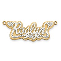 14K Yellow Gold and Rhodium 3D Diamond Name Plate view 1