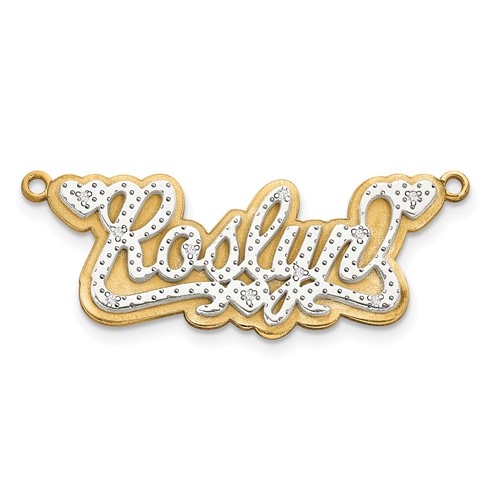 14K Yellow Gold and Rhodium 3D Diamond Name Plate
