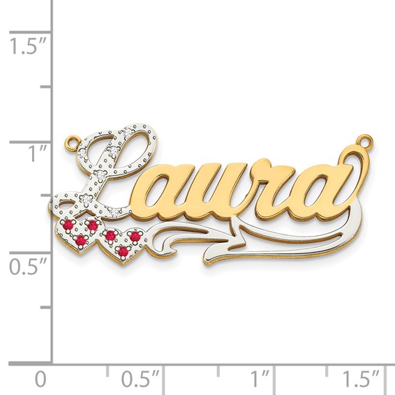 3-Dimensional Diamond & Ruby Name Plate Pendant