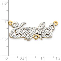 14K Yellow Gold and Rhodium 3D Diamond Name Plate view 2