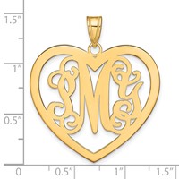 Sterling Silver Gold-plated Large Monogram Heart Pendant view 3
