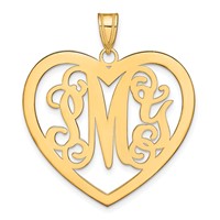 Sterling Silver Gold-plated Large Monogram Heart Pendant view 1