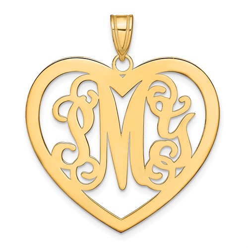 Sterling Silver Gold-plated Large Monogram Heart Pendant